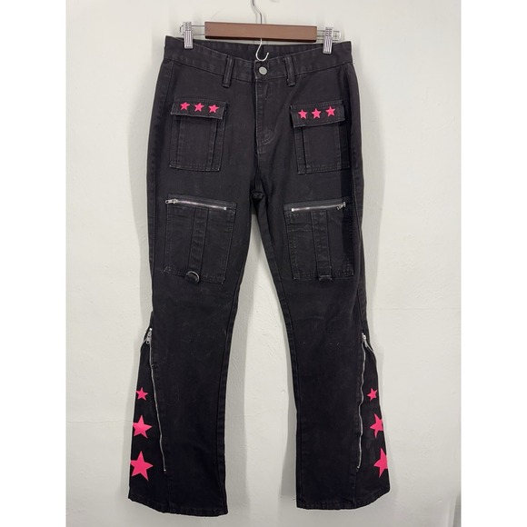 Tripp nyc Denim - [NO TAG] Tripp NYC Pants Black Hot Pink Bondage Goth Rave Punk Hot Topic 30W